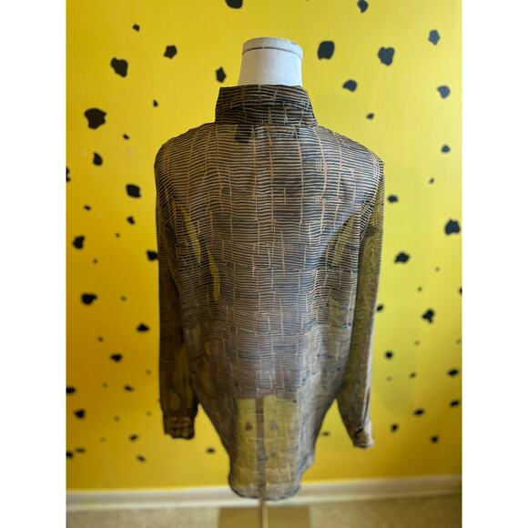 Brown Abstract Sheer Blouse | Prianica's Collection | Safari Vibes Retro Chic - Picture 4 of 8